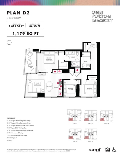Floor plan for 3 beds, 2 baths, 1095 sqft